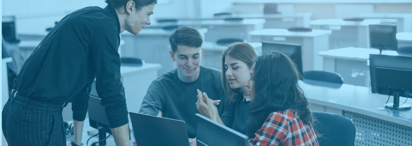 students collaborating at University computers